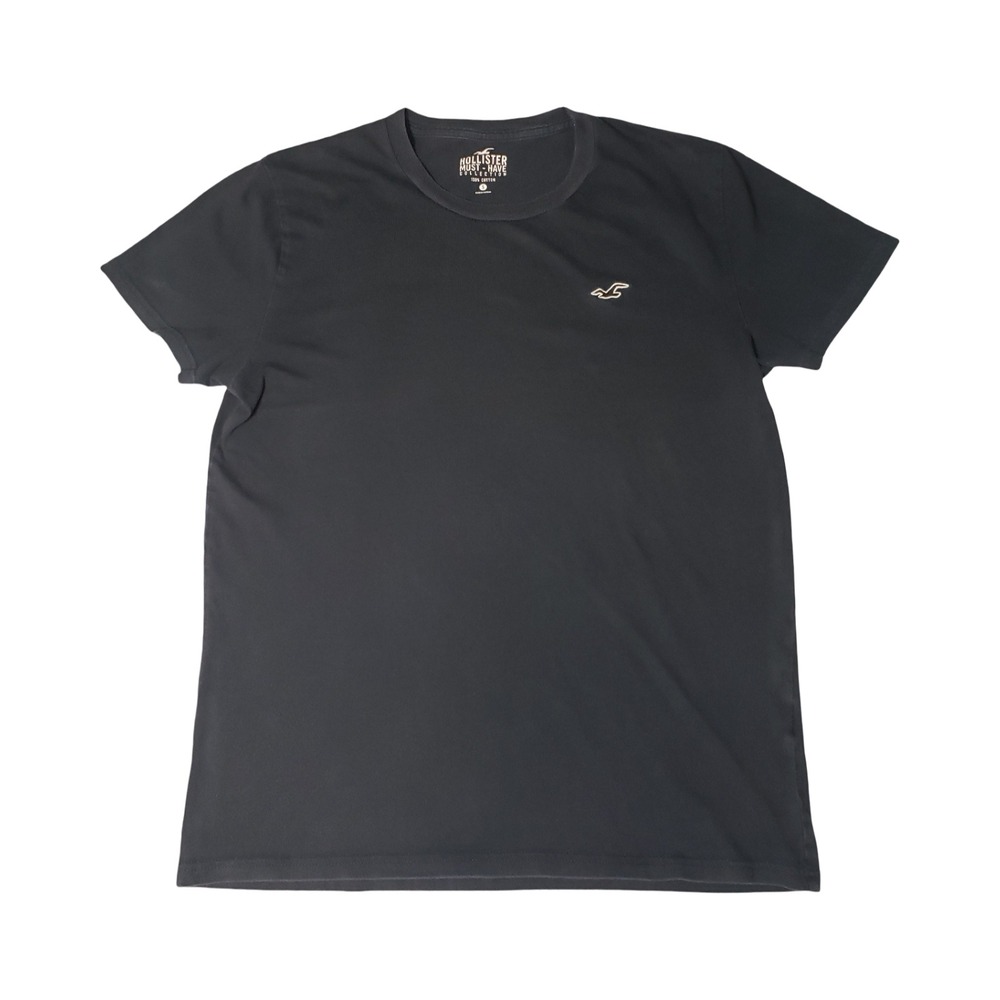 Hollister Must-Have Collection Mens Small Black Cotton Crewneck Logo T-Shirt